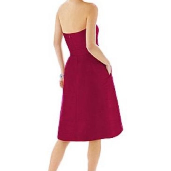 Alfred Sung 580...Cocktail Length, Strapless Dress....Sangria.....Size 2....NWT - Picture 2 of 4